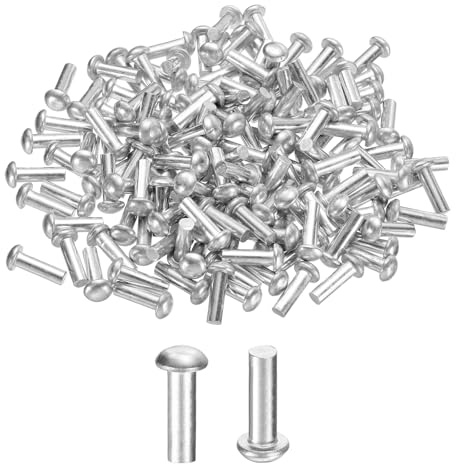 sourcing map Lot de 150 rivets à tête brasero en aluminium massif, M5 de diamètre x 16 mm de long à tête ronde pour réparation de bateaux, machines, avions, industrie automobile
