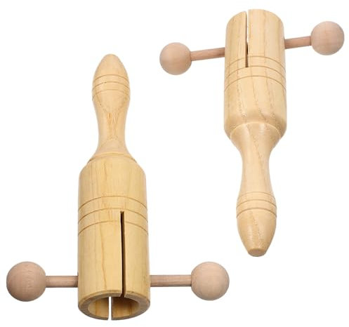 Vaguelly 2 Stück Holz Hand Rasseln Musikinstrumente für Selbstklingende Schüttelspielzeuge aus Hochwertigem Material für Frühe Musikalische