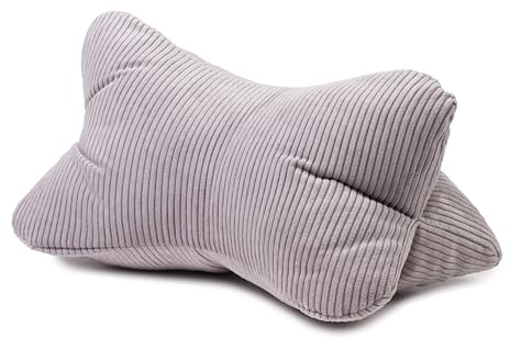 Gözze - Leseknochen Capri, Nackenkissen in Feincord-Optik, Lese- und Relaxkissen für Nacken und Rücken, 40 x 25 cm - Silber