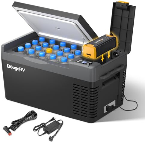 BougeRV CRPRO 20 Liter 12V/24V Kompressor Kühlbox (Schwarz) und tragbare Batterie