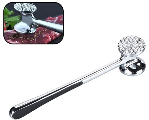 Meat Tenderizer Hammer, 304 Stainless Steel Meat Mallet, Dual Side Textured and Smooth Surface for Steak, Chicken, Veal One Piece Heavy Duty Design, Dishwasher Safe and Rust Proof