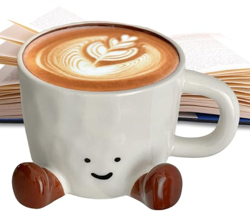 Novelty Tea Cup with Feet, Ceramic Hand Kneaded Cute Coffee Mug, Funny Coffee Tea Mug for Women Men Christmas Birthday, Decorative Desk Accessory for Offices Home