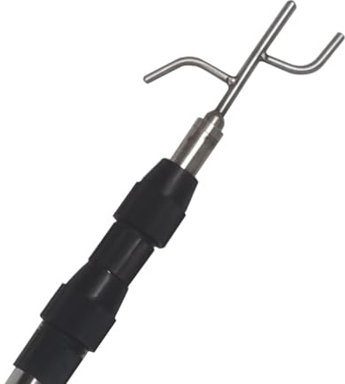 Elitix Bootshaken Verstellbarer Teleskop-Bootshaken für Pontonsteg, Feuerwehr-Rettungshaken für LKW-Stangen, Metall-Bootshakenstange für Beibootpool(Style c,96-242cm/37.8-95.3in)