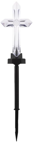 Gatuida Croix solaire pour tombe de cimetière - Lampe solaire commémorative étanche pour jardin avec effet de changement de couleur - Piquet de croix pour cimetière extérieur, en aux défunts