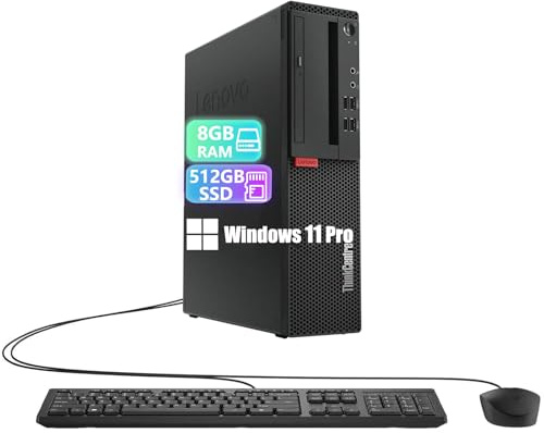Lenovo ThinkCentre M710s SFF Ordinateur de bureau Intel Core i3-6100, 8 Go de RAM, SSD 512 Go, WiFi, Bluetooth, clavier QWERTY américain, Windows 11 Pro (reconditionné)