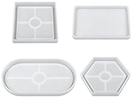 Moldes de silicona, 4 piezas de moldes de yeso de calidad profesional, resistentes al calor, moldes de resina epoxi de silicona, crea hermosas velas y jabones individuales, 4 moldes en diferentes