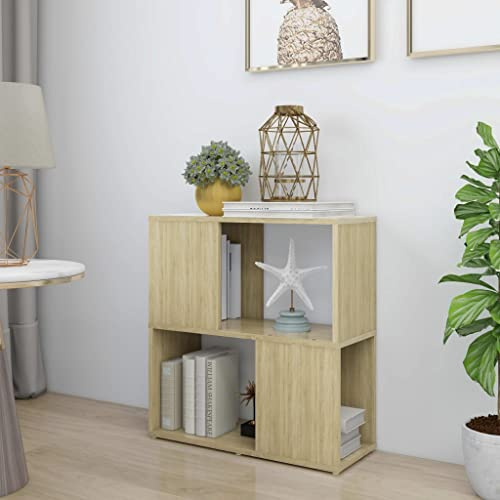 mtlskopl Libreria moderna Wall Shelf in legno 60 x 24 x 63 cm rovere Sonoma, kit di montaggio e scaletta per ufficio, camera da letto, soggiorno