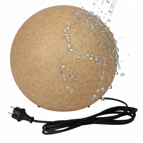 LightLogic Kugellampen für Außen 30 cm Sandstein IP65, Garten Kugelleuchte E27 ohne Leuchtmittel, Wetterfest mit 3 m Kabel, Leuchtkugel Outdoor LL BELO