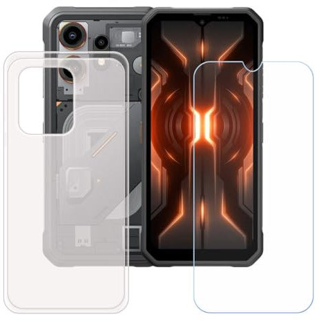 BMPNLSZ Funda para Oscal Marine 3 Screen Protector, Translúcido Suave Silicona TPU Canica Carcasa Caso Case + Cristal Templado Film Vidrio (6,56)