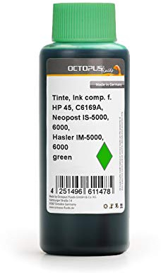 Octopus Fluids Frankerbläck, Frankierfärg för HP 45, C6169A patroner, neopren IS-5000, 6000, Hasler IM-5000, 6000 och andra frysmaskiner, 250 ml grön, ingen OEM