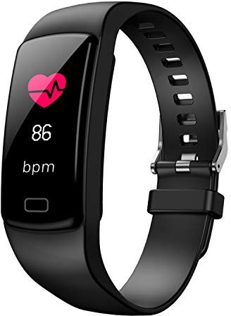 JCDBT Sport Smartwatch - Activity and Fitness Tracker: Heart Rate, Sleep Monitor, Calorie and Step Counter, IP67 Waterproof - Black