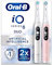Oral-B iO6 2x Electric Toothbrushes For Adults, 2 Handles, 2 Toothbrush Heads, 5 Modes with Teeth Whitening, UK 2 Pin Plug, White and Pink
