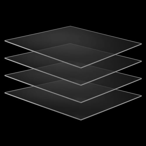 MUKCHAP 4 PCS Clear Acrylic Sheets, 300 x 300 x 3mm Plastic Acrylic Board Panels for Display, DIY Projects, Craft