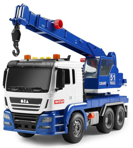 Dwi Dowellin Crane Truck Toy for Toddlers 2-4, 3-5 | Construction Toy with Rotating Arm, Sound & Lights | Trucks for Boys Kids,Gift for 3 4 5 6 Year Old Boys