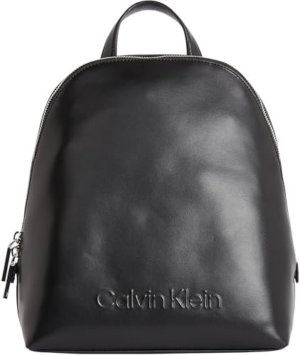 Calvin Klein Damen Rucksack Embossed Round Elegant, Schwarz (Ck Black), Einheitsgröße
