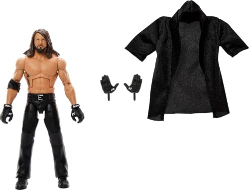 Mattel WWE Elite actionfigur och tillbehör, serie #116, ca 15 cm stor samlarfigur AJ-stilar med 25 rörelsepunkter och utbytbara händer, JCJ05, [Flerfärgad]