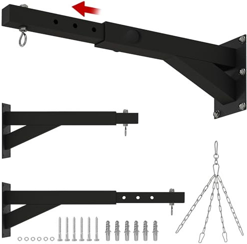 SPORTNOW Boxsack Wandhalterung Boxsack Ständer Einstellbare Boxsack Halterung für Punch Bag, Sandsack, Stahl, Schwarz