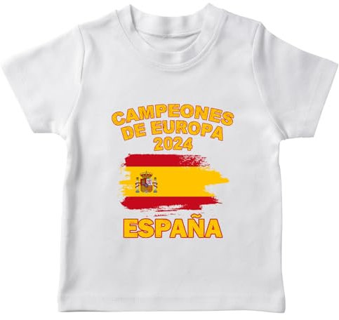 lepni.me Spanien Fußball T-Shirt für Kinder | Spanische Flagge Abzeichen Trikot | WM 2022 Meister der Europameisterschaft 2024 Top Fans (1-2 Jahre Weiß Mehrfarben)
