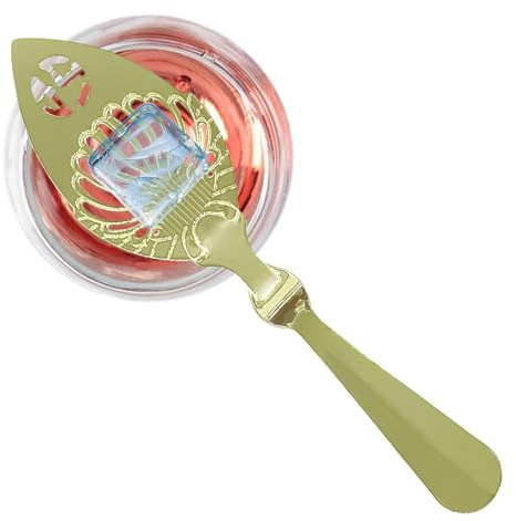 Absence Spoon - Stainless Steel Absinthe Spoon, Classic Wormwood Design | WHOMWOOD Spoon with Hollow Design, Kitchen Bar Tool Stainless Steel Slotted Spoon Absinthe Fountain Spoon