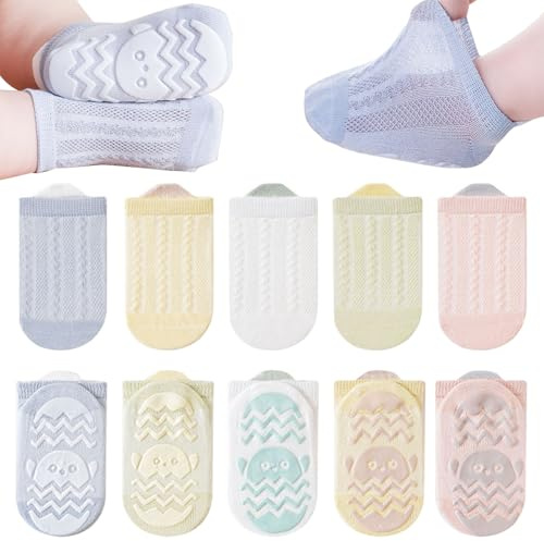 QIYIENDIAN Calcetines de malla antideslizantes para niños 5 pares algodón calcetines transpirables para bebés(B-Multicolor-1,1-3Y)