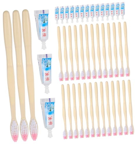 ibasenice 100 piezas Cepillos Desechables con Pasta Unidades Individuales Empaquetadas para Viaje Higiene Bucal Portátil para Hotel Camping y Uso Temporal