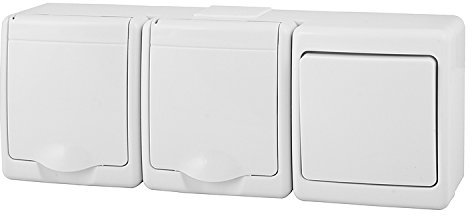 PAWBOL 2-Fach Aufputzsteckdose mit Schalter IP44 16A/250V Schuko Aufputz Feuchtraum Steckdose WE