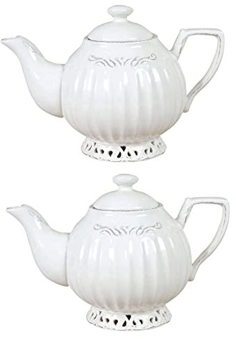 Théière en porcelaine blanche shabby L23xPR14xH16 cm