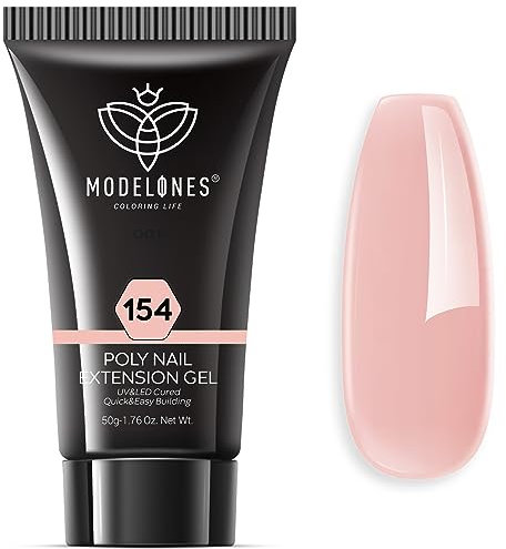 Modelones Polygel kit Ongle Gel UV Complet 50g Faux Ongles Extension Naturel Nude Rose Construction Vernis Semi Permanent Quick Building Extender Gel Kit pour Manucure Nail Art Debutant