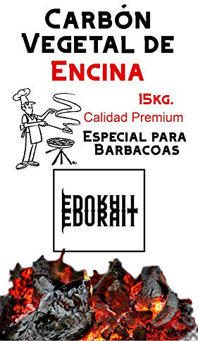 Carbón Vegetal Ecologico de Encina, para Barbacoas, Procedente de la Poda de Dehesas, Alto Poder calorífico, Larga Duración, Especial Barbacoas y Restaurantes.(Carbon 15Kg)