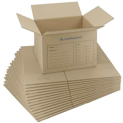 IMBALLAGGI 2000-15 Scatoloni da Trasloco - 30x30x30 cm - Scatola di Cartone - Imballaggi per Spedizione e Trasloco Resistenza RINFORZATA - 15 Pezzi
