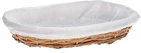 HERSIG - Bandeja Mimbre Natural | Cesta Mimbre Ovalada con Forro, sin Asas - 45 x 33 x 7 cm