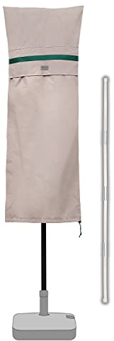 Sekey Funda Protectora para Sombrilla, Funda para Parasol Jardín, Sombrilla de doble told, 100% poliéster,Equipado con Varilla Telescópica,Impermeable,Caqui,160*62CM