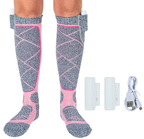 PKKP Beheizte Socken Damen Herren 2000mAh Beheizbare Socken Wiederaufladbarer, Wärmesocken mit Akku, Waschbar Heizsocken mit 3 Einstellbarer Temperatur für Skifahren,Wandern,Jagen, Angeln