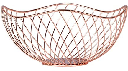 Egg Basket Metal Storage Basket, Bread, Vegetable Storage, Dish Rack, Kitchen, Egg Dessert Rack, Table Decoration (Rose Gold)