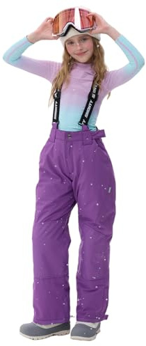 SMONTY Giacca da sci per ragazze invernale calda da neve impermeabile per bambini(Viola, 14-16)