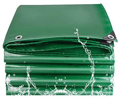 Grüne Abdeckplane 2,5 x 2,5 m/2,5 x 3 m/2,5 x 4 m/3 x 5 m, wasserdichte, strapazierfähige 450 g/m² PVC-Plane, kleine Mehrzweck-Planenabdeckungen für Gartenmöbel, Schuppen und Camping(2.5x2.5m)