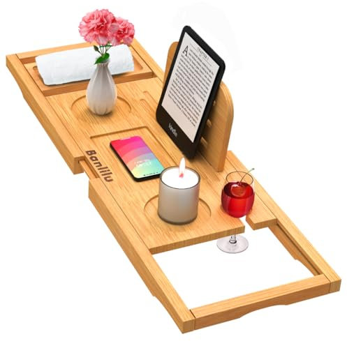 Vassoio da bagno – Vassoi da bagno per tutta la vasca da bagno – Dimensioni espandibili, si adatta alla maggior parte delle vasche da bagno