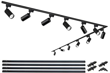 Bravsekai Kit de têtes et rails d'éclairage de piste Brightened, 20W 3000K Warm White Plug in LED Track Lights Compatible with H-Type Track Light System with 4x1m Track Rails