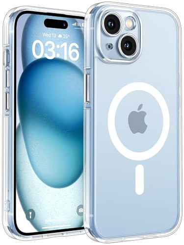 TOCOL für iPhone 15 Hülle, Kompatibel mit MagSafe, Transparent | Nie Vergilbung, Starke Haftkraft, Vollständiger Kameraschutz, Militärschutz Stoßfest Kratzfest Haltbarkeit, Durchsichtig Case