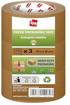 Dpm tapes - Nastro Adesivo Ecologico In Carta, Resistente all'Invecchiamento, Stampabile, Trasloco, Pacchi, Fai da te, Silenzioso e Fortemente Adesivo (3)