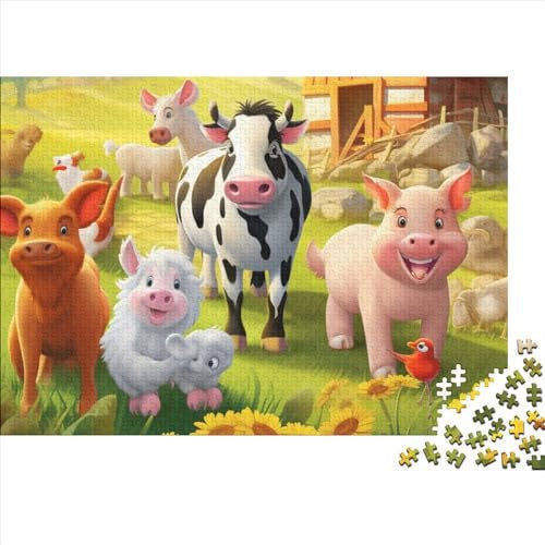 Bauernhof-Tiere Unlösbares Puzzle | Kuh| 1000 Teile,Hölzernes | Das Unmögliche Puzzle, Kinder Puzzle Für Erwachsene, Herausforderndes Rätsel Puzzle 1000pcs (75x50cm)
