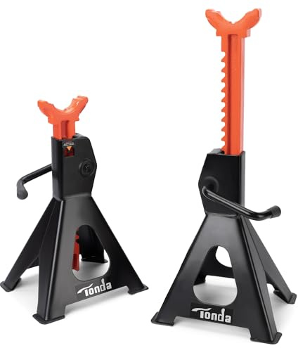 TONDA Jack Stands 3 Ton, Extra Tall Heavy Duty Car Jack Stand, 13.39-21.06 inch Adjustable Height for SUV, MPV and UTV/ATV, Black, 1 Pair