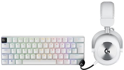 Logitech G PRO X 60 LIGHTSPEED Wireless Gaming Keyboard, Ultra Compact TKL 60% Mechanical Keyboard for PC (QWERTY UK) + PRO X 2 LIGHTSPEED Wireless Gaming Headset - White