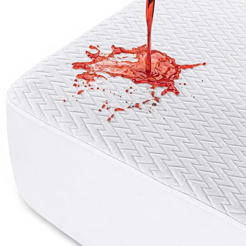 Utopia Bedding Protector de colchón Impermeable (90 x 190 x 30 cm) Diseño en Zigzag Premium, Tejido Suave y Transpirable 3D, Funda de colchón Ajustable con Bolsillos Profundos y elásticos