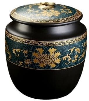 Grain Dispenser with Ceramic,Rice Container, Ceramic Ginger JarTea Jars Ceramic Loose Tea Storage Jar, Household Kitchen Storage Jar, Sealed Jar, Suitable for Storing Tea, Sugar, Etc. Tea Storage Con
