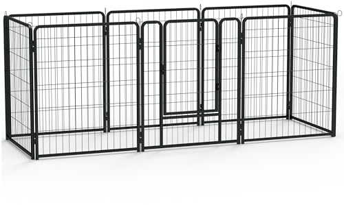 ORHEYA Welpenlaufstall Hundelaufstall Freilaufgehege Welpenauslauf 80cm hoch mit Tür Faltbare Faltbare Freigehege Flexibel Hundezaun für Innen und Outdoor 65 x 80 cm, 8 Stück