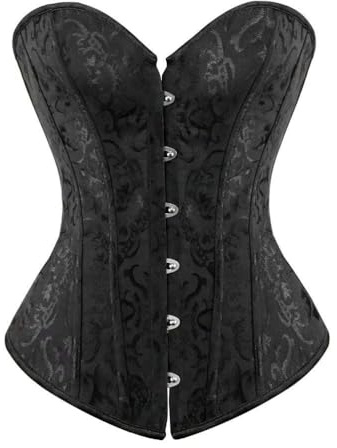 AIPILEI korsetter för kvinnor stålbenad snörning burlesk bustier sexig midjecincher, Svart, XS