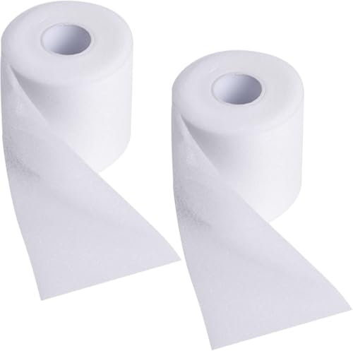 2 Rollos Cinta de Espuma Atlética 7cmx27m, Cinta Vendaje Deportivo, Cinta Pre-Envoltura Elástica, Cinta de Envolver de Espuma Protectora para Muñecas Tobillos, Hipoalergénica (Blanco)