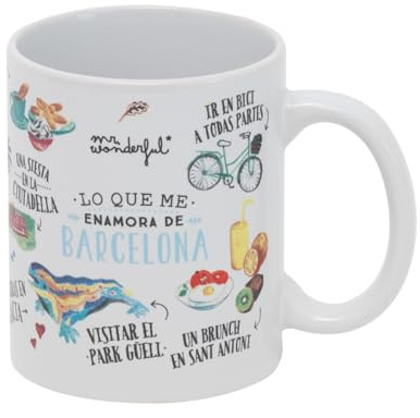 Mr.Wonderful - Taza - Barcelona - Taza de Cerámica - Apta para Microondas - 300 ml