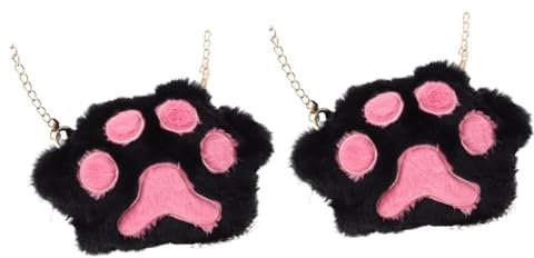 SAFIGLE 2St Plüsch-Kindertasche kinder umhängetasche kinder handtasche Süße Katzen Pfote Tasche Umhängetasche für Damen pelzige Umhängetasche Geldbeutel für Mädchen Polyester Black